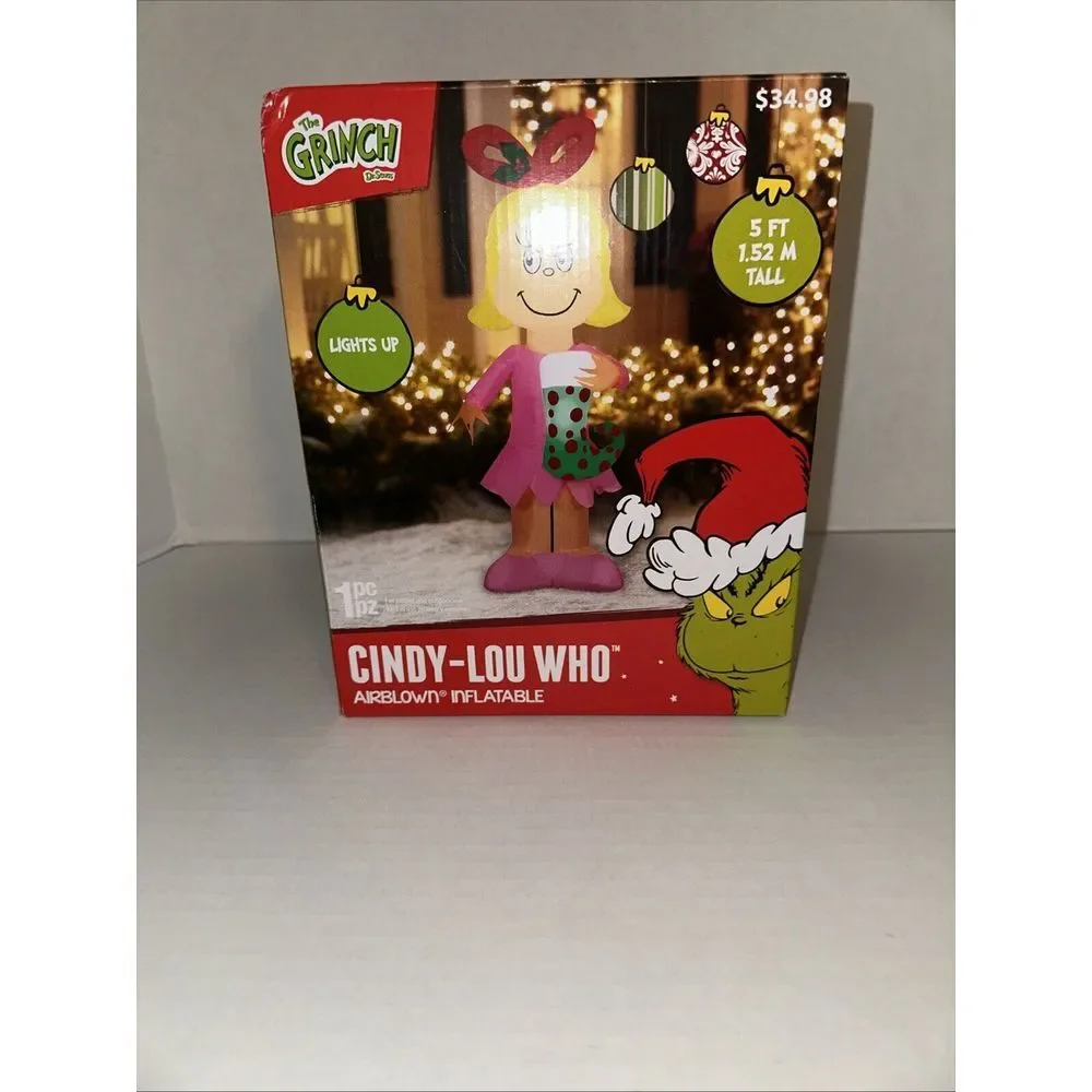 Gemmy Cindy Lou‎ Who with Stocking 5 Ft. Airblown Inflatable LED Light Brand NEW